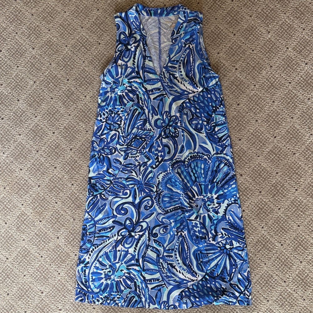 Blue Floral Sleeveless Dress